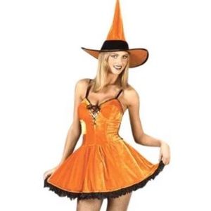 Sexy Halloween Pumpkin Women Witch Adult Costume
